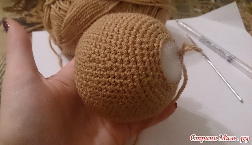 Slik ser det ferdige hodet ut, fylt med syntetisk polstring.