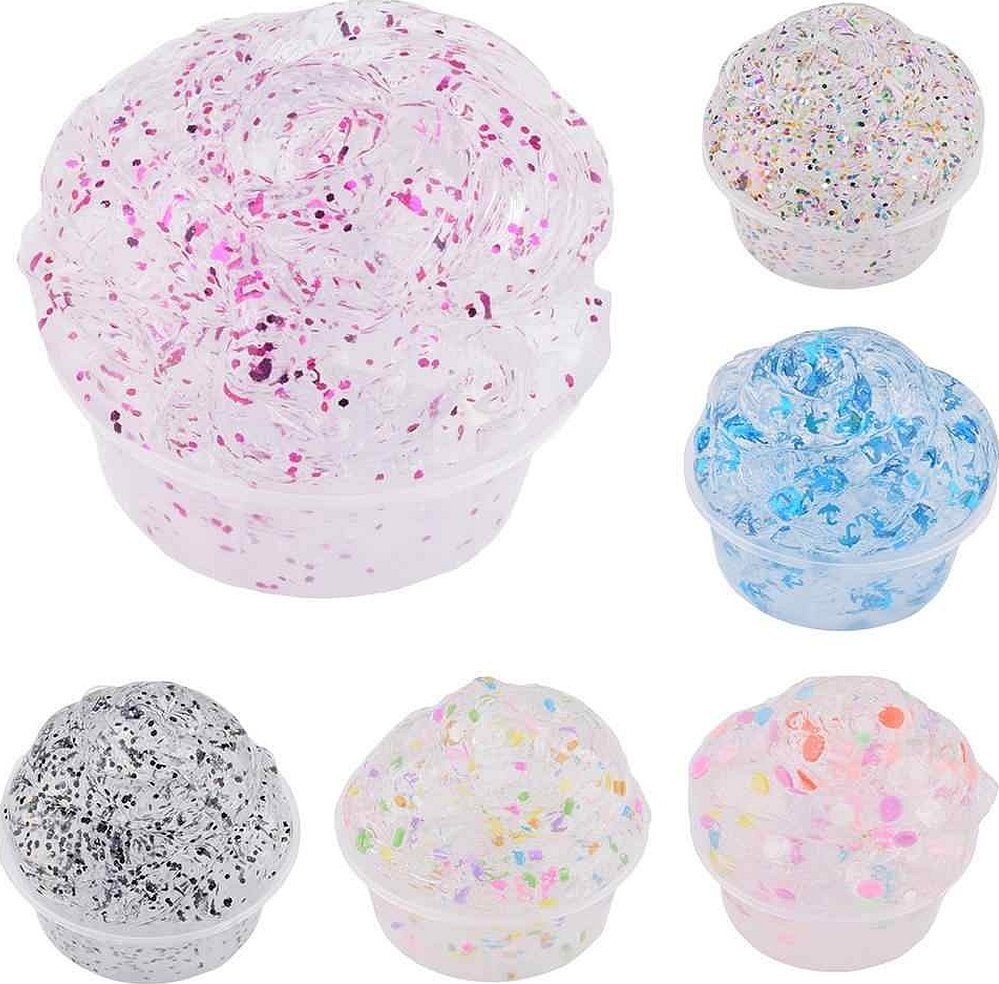 Gjennomsiktig slim med forskjellige glitter