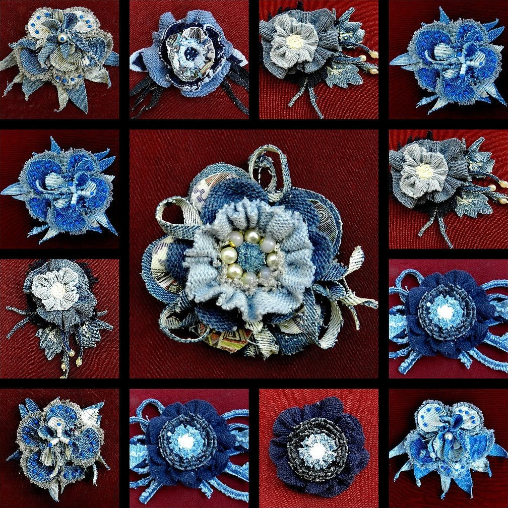 Typer blomster laget av denim