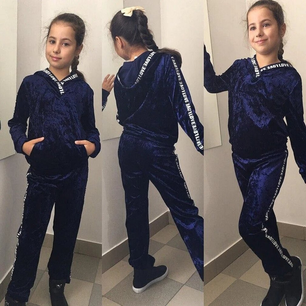 Fløyels treningsdress til jenter