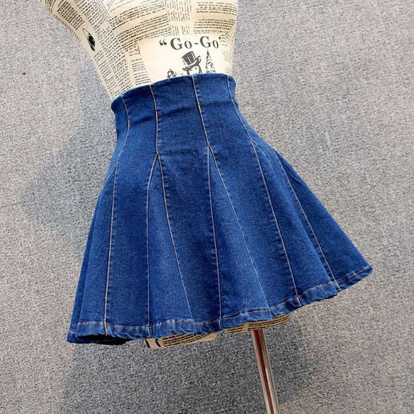 Denimskjørt med folder