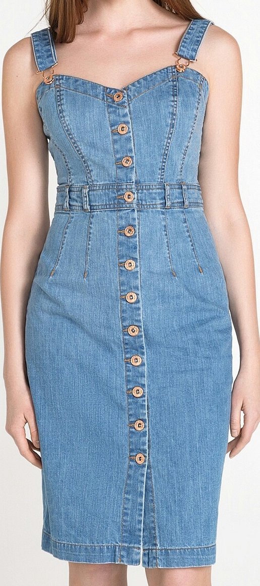 Denim-sommerkjole med knapper