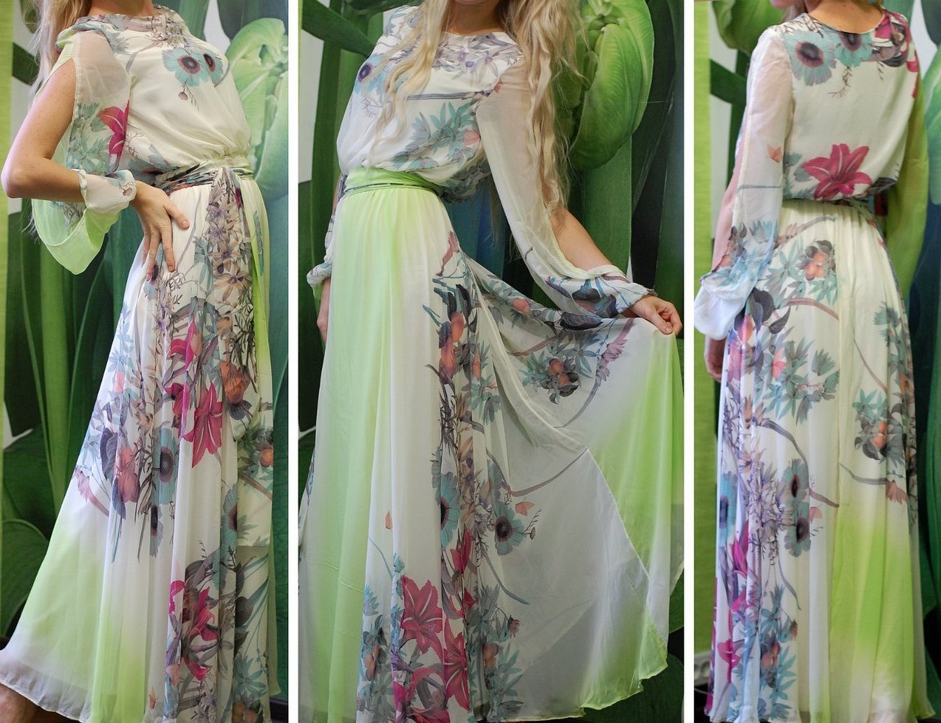 Aftenkjole laget av chiffon