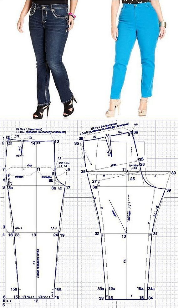 Mønster for beskårne damejeans