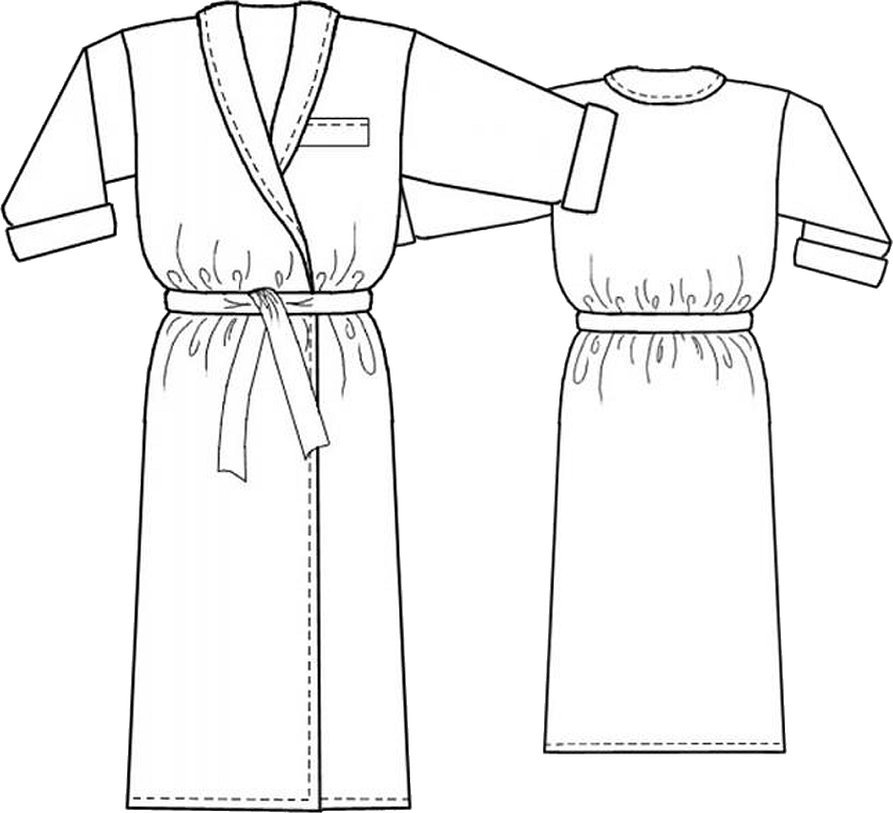 Skisse av en kimono med sjal
