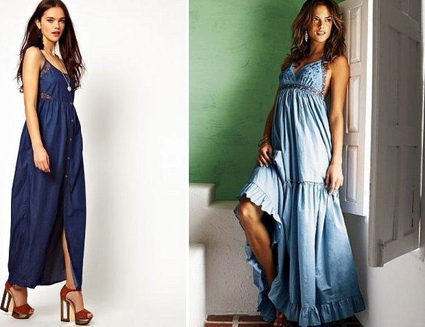 Denim-sommerkjole med stropper