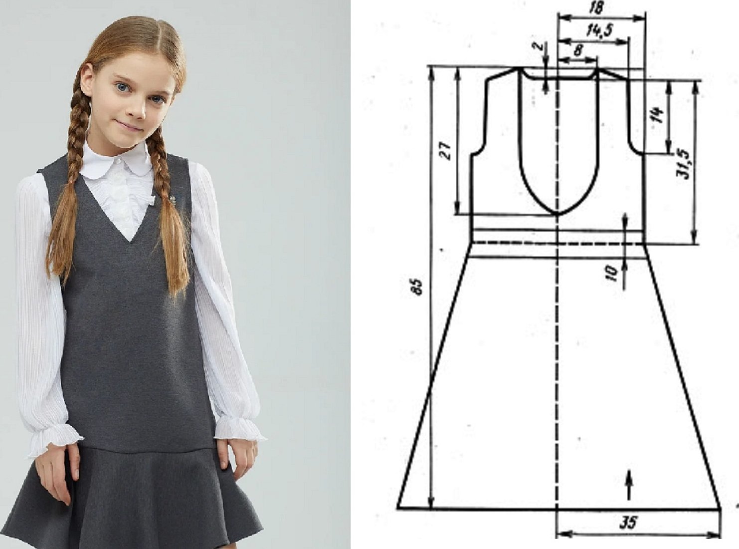 Mønster av en skolesarafan