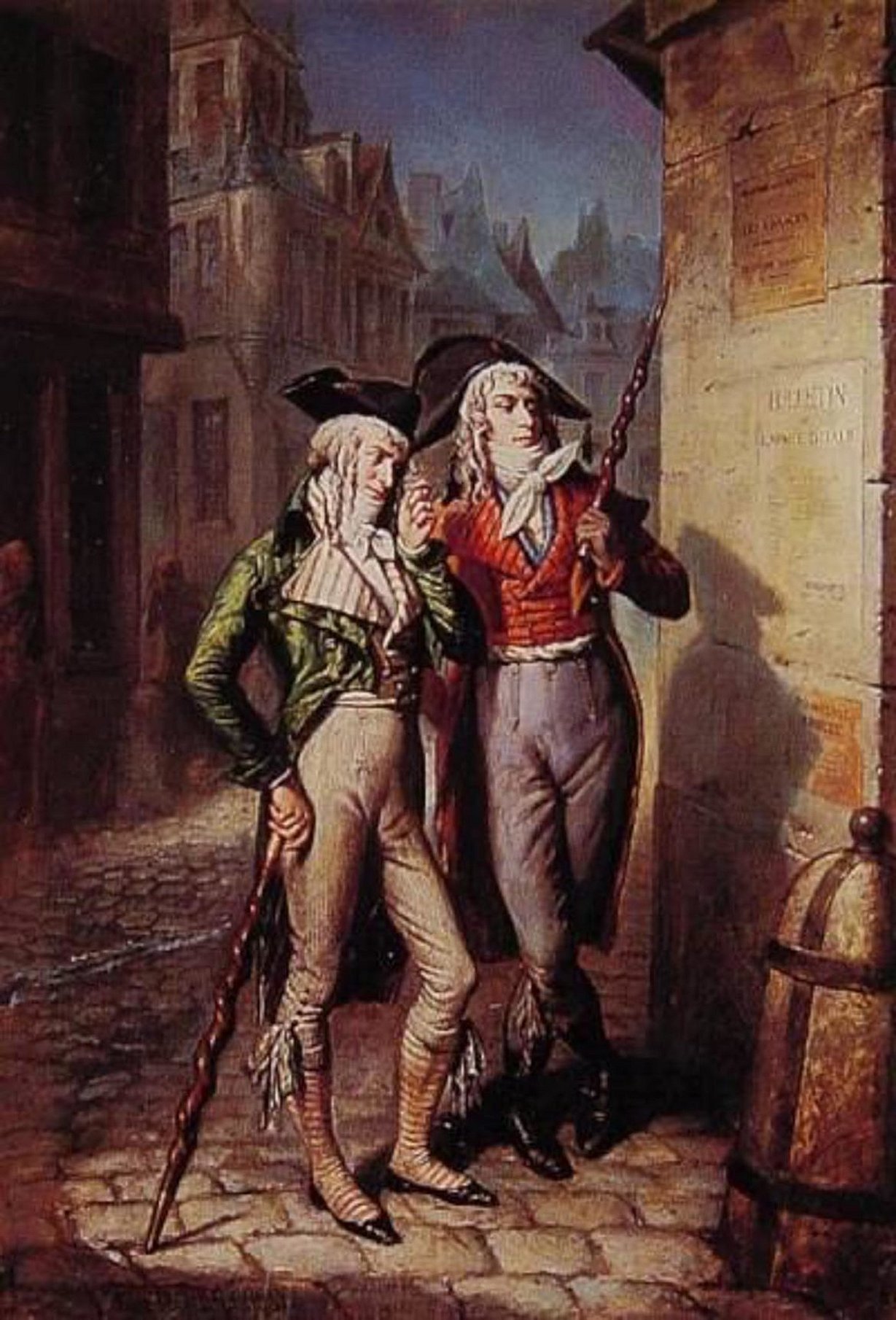 Bilder av aristokrater og vanlige borgere (sans-culottes) under den franske revolusjonen