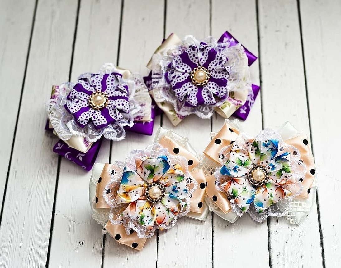 Vakker kanzashi med perler