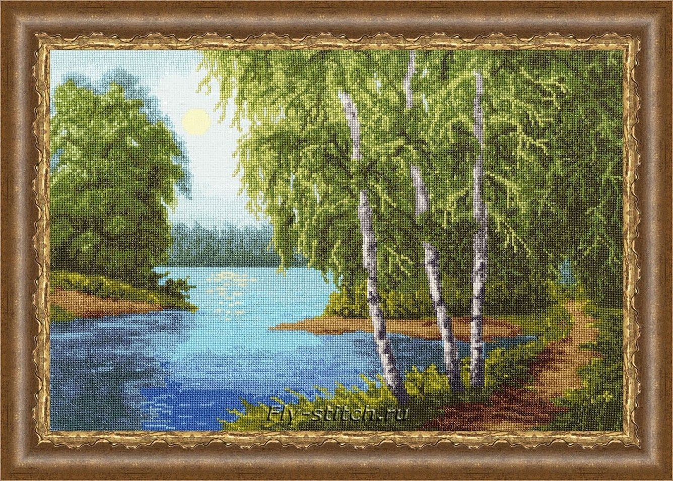 Broderte bilder med landskap er et flott dekorativt element