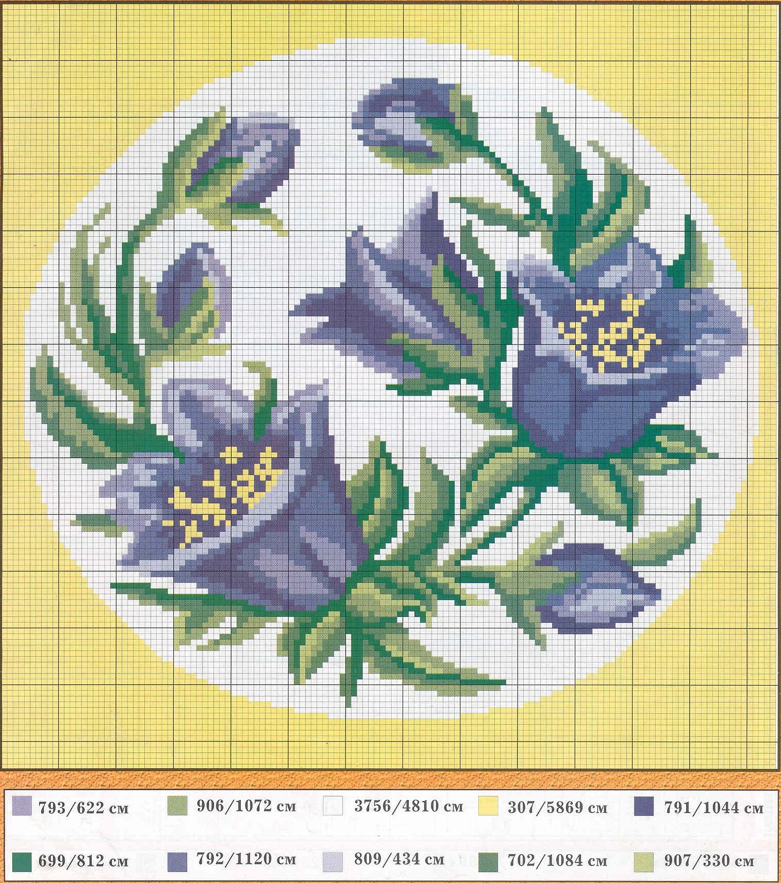 Broderi blomster bjeller