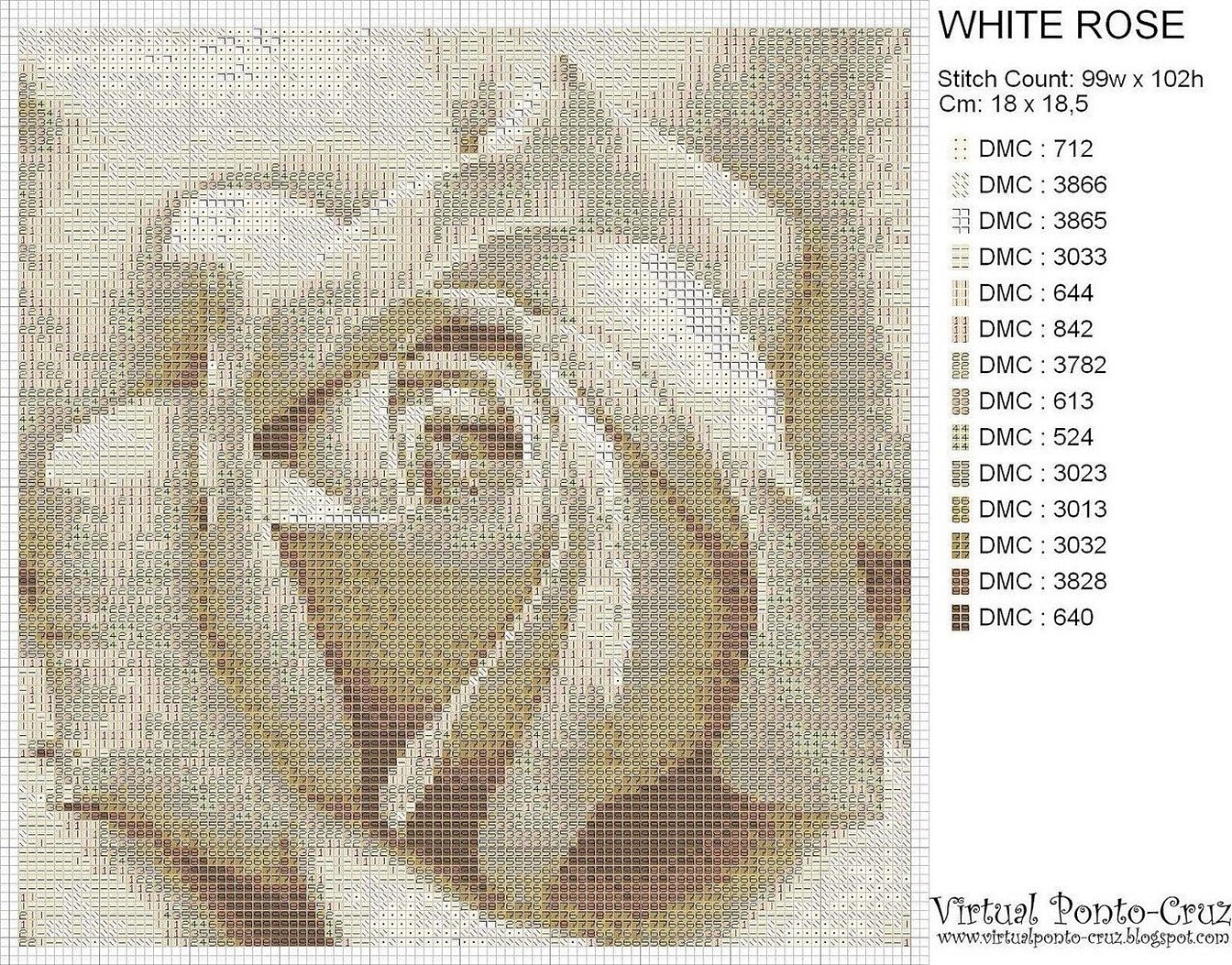 Broderi av hvite roser "Alice"