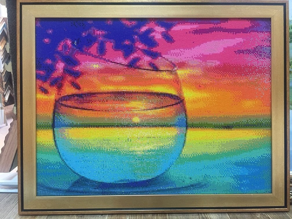 Maleri «Solnedgang i et glass»