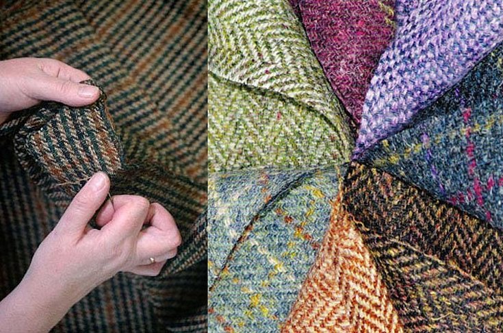 Prøver av tweed-stoff