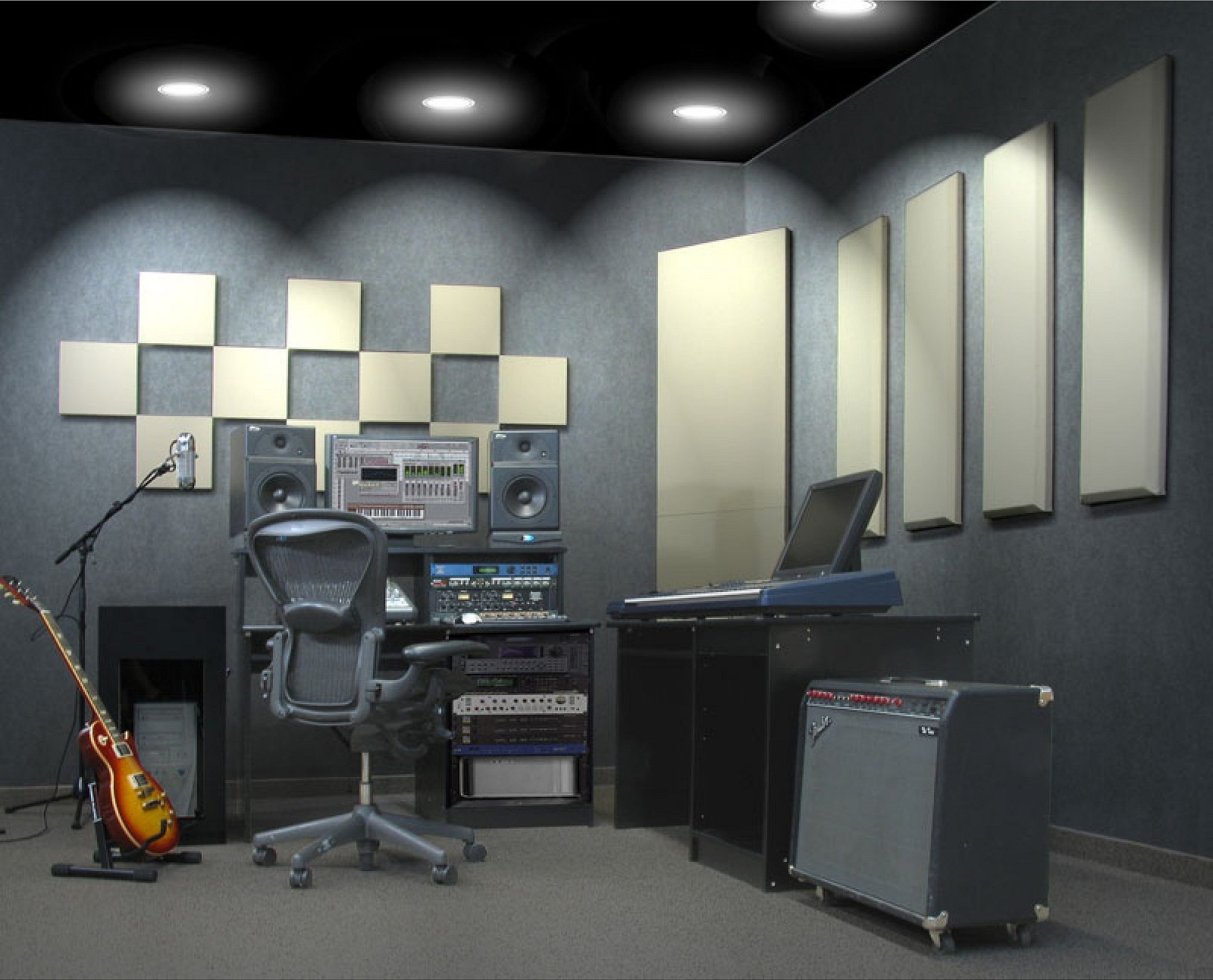 Studio dekket med akustikk